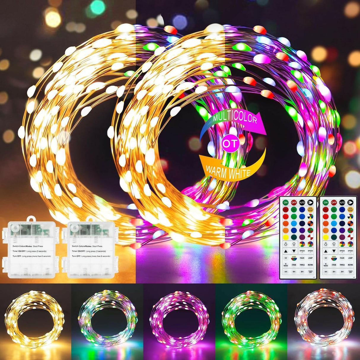 echosari Christmas Fairy Lights Battery Operated(2 Pack )