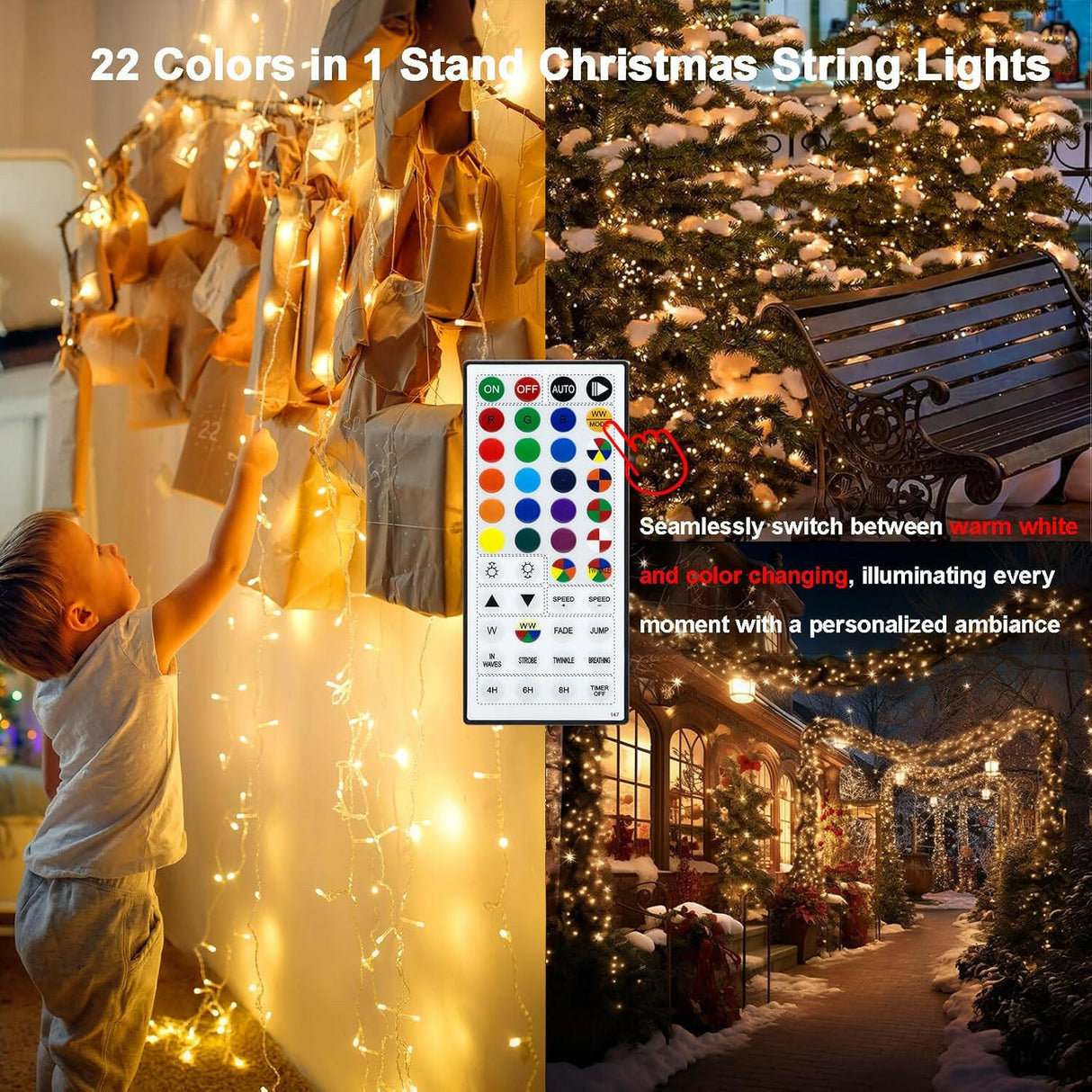 echosari Christmas String Lights  (Clear Wire)