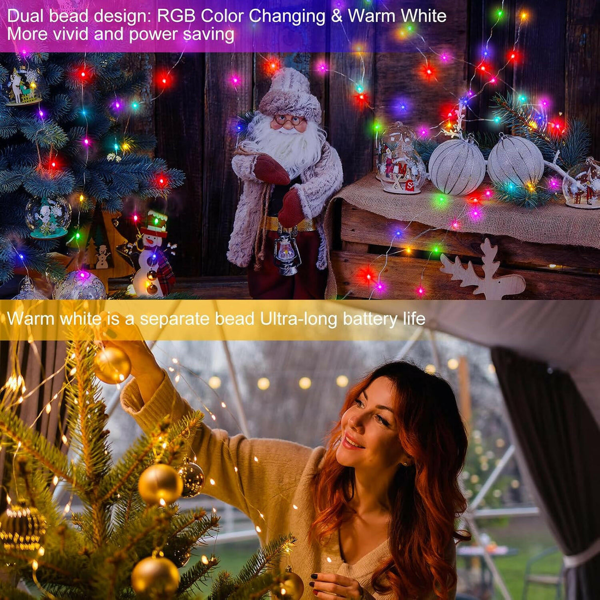 echosari Christmas Fairy Lights Battery Operated(2 Pack )