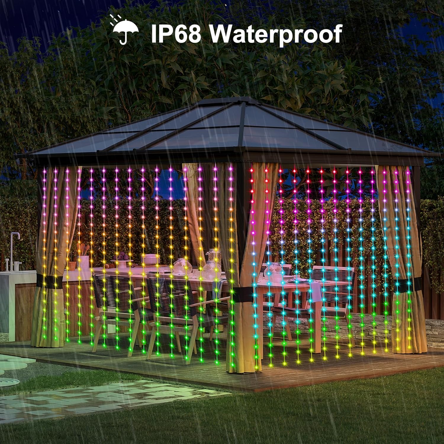 echosari Smart LED Curtain Lights 20Ft x 10Ft 600 LED