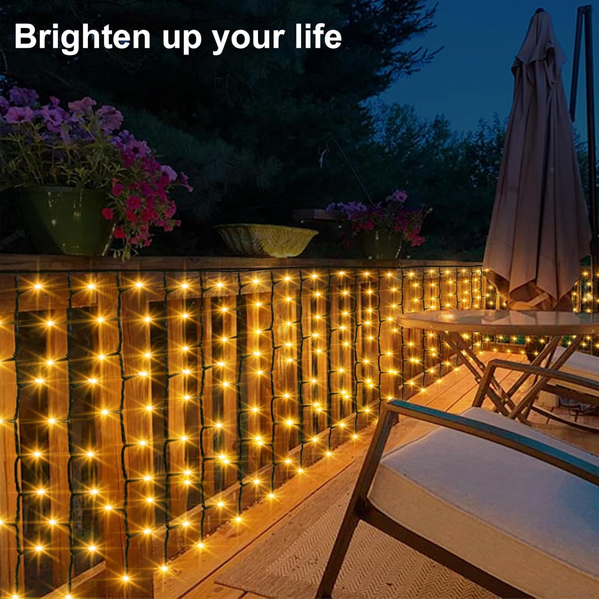 echosari 13ft x 3.3ft 200 LED Solar Curtain Lights(Warm White)