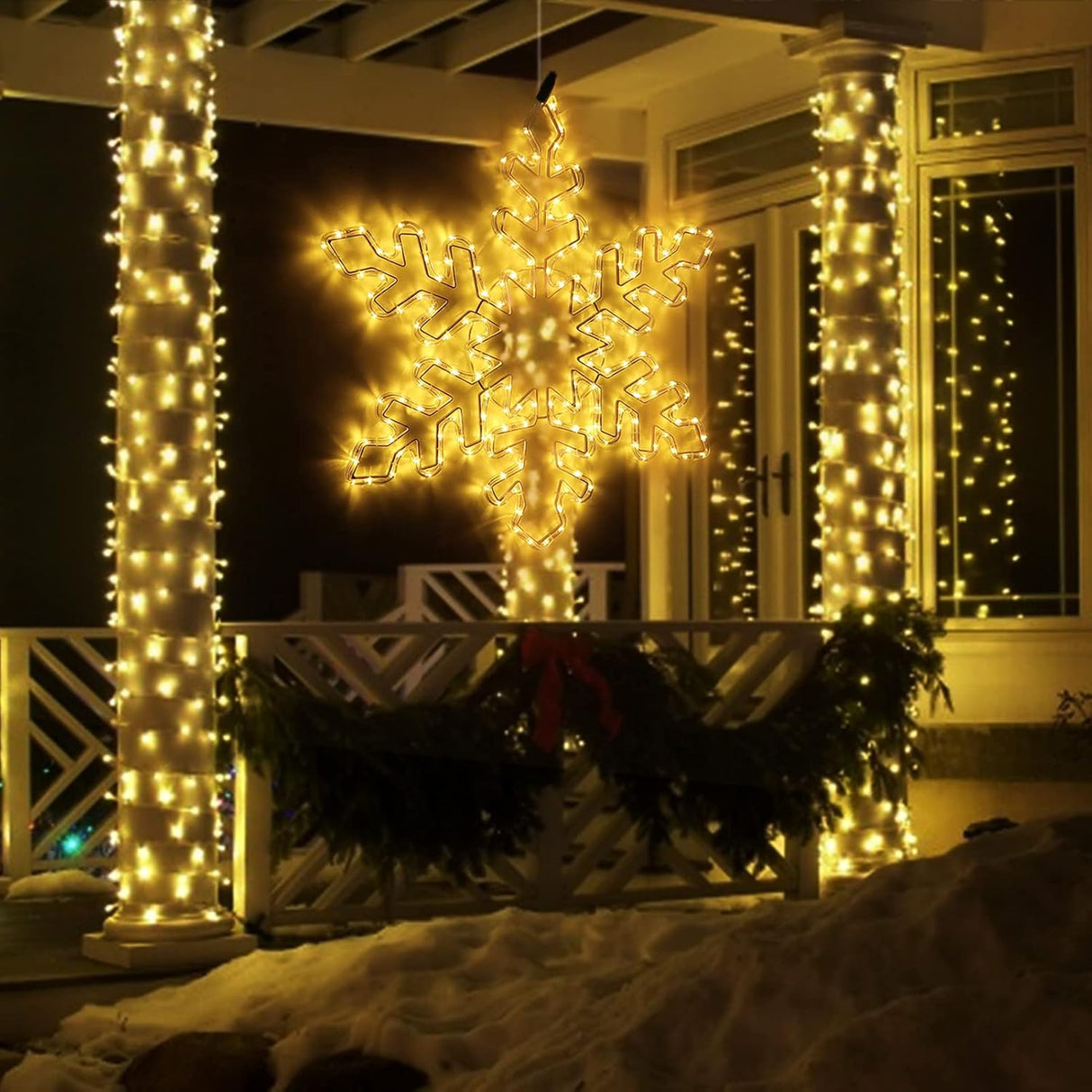 27" Christmas Big Snowflake Hanging Lights