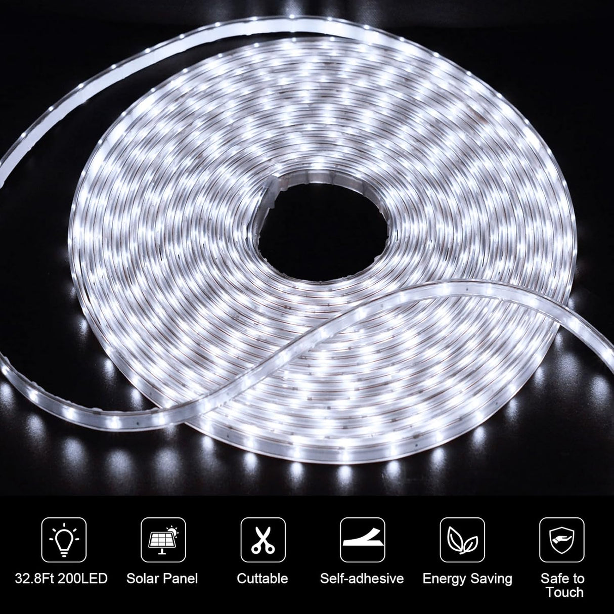 echosari 32.8Ft Solar Strip Lights Outdoor (Cool White)