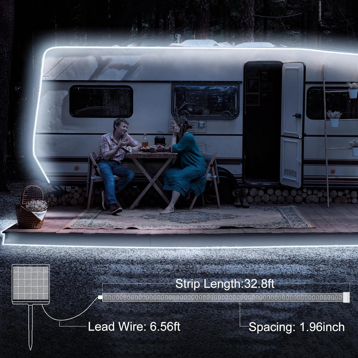 echosari 32.8Ft Solar Strip Lights Outdoor (Cool White)