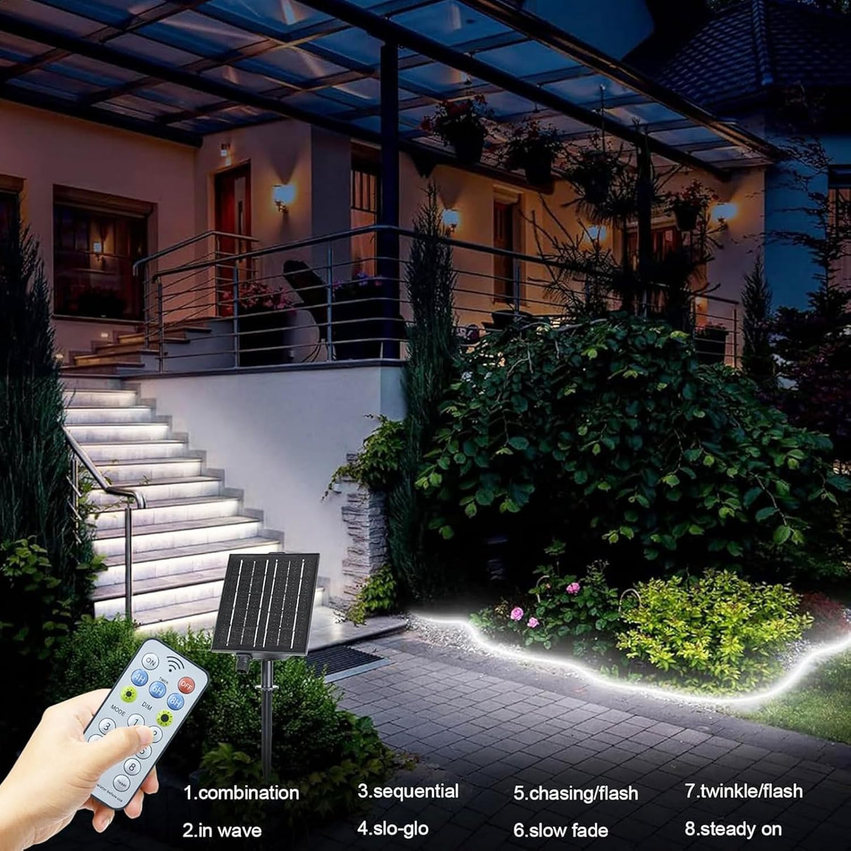 echosari 32.8Ft Solar Strip Lights Outdoor (Cool White)