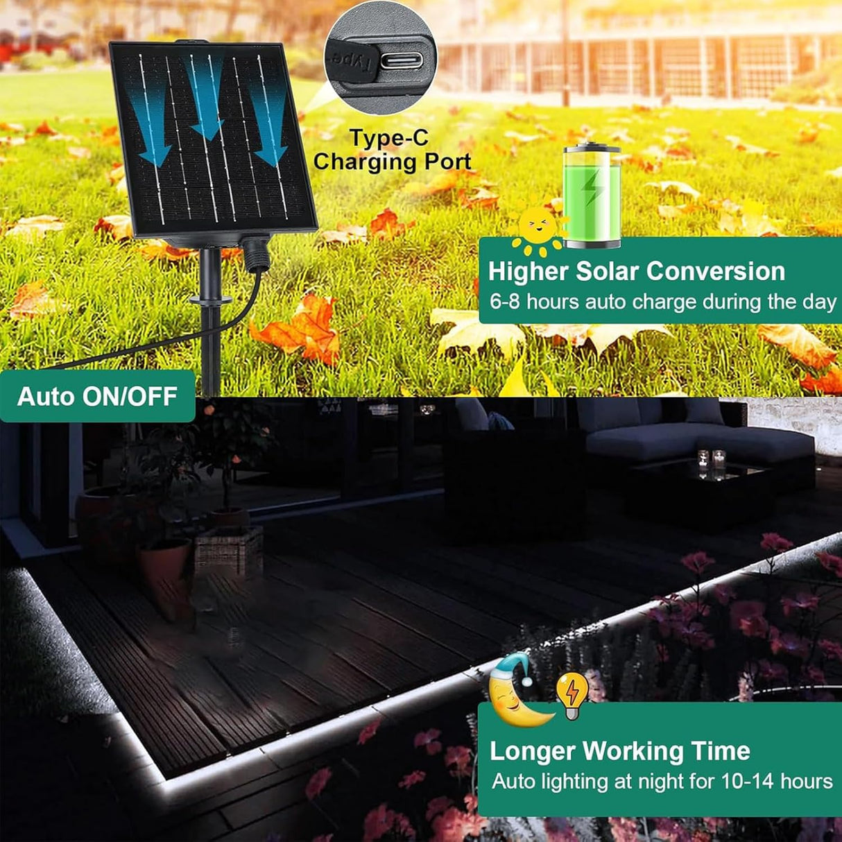 echosari 32.8Ft Solar Strip Lights Outdoor (Cool White)