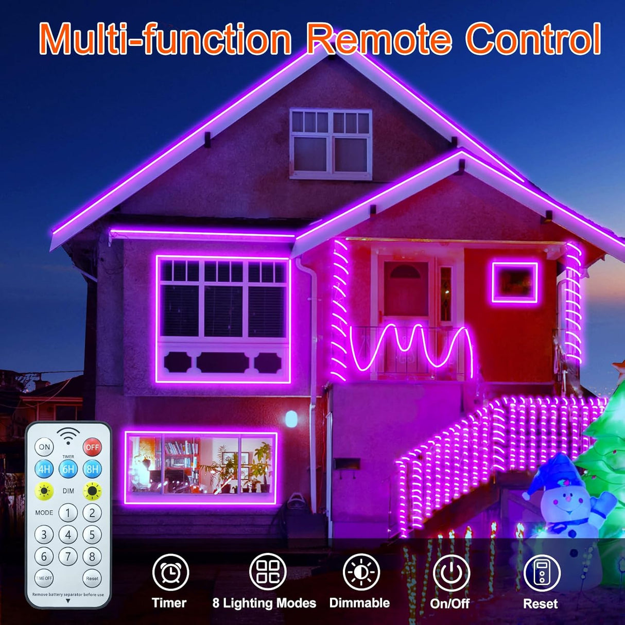 echosari 32.8ft Solar Purple Lights Outdoor