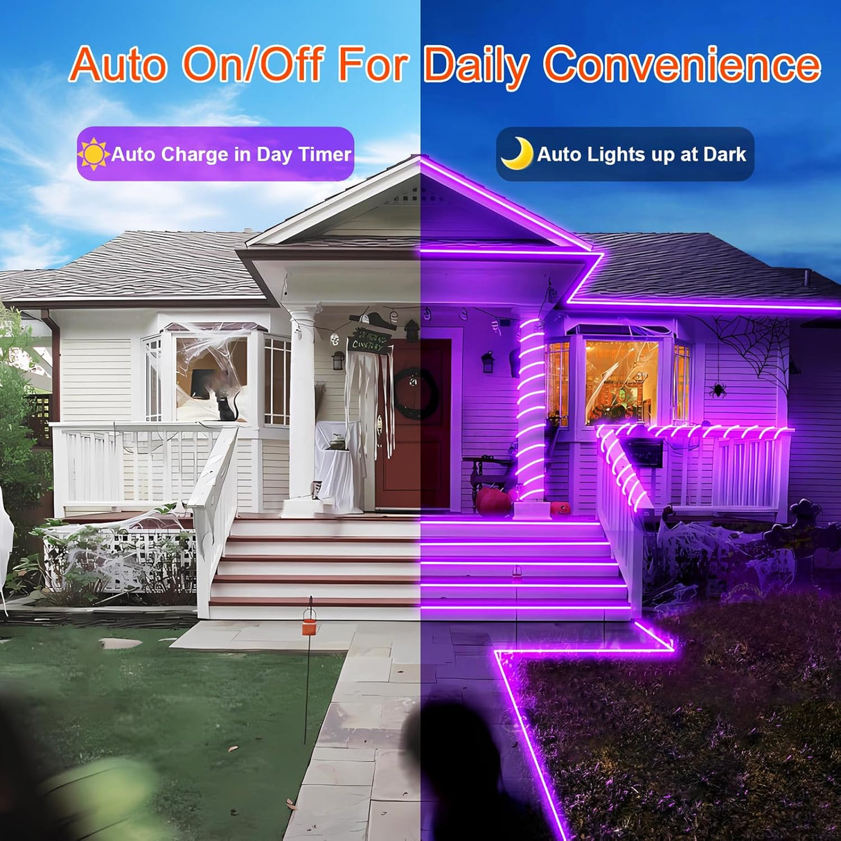 echosari 32.8ft Solar Purple Lights Outdoor