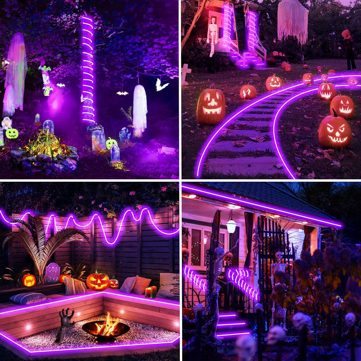 echosari 32.8ft Solar Purple Lights Outdoor