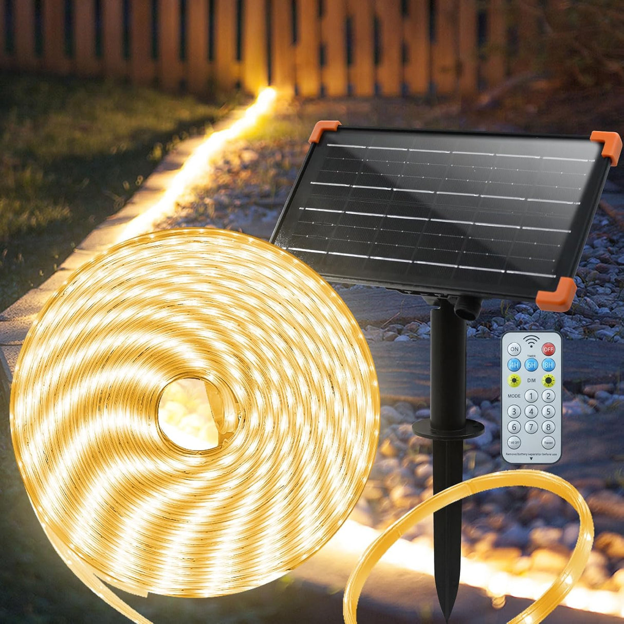 echosari 50ft Solar Strip Lights Outdoor(Warm White)