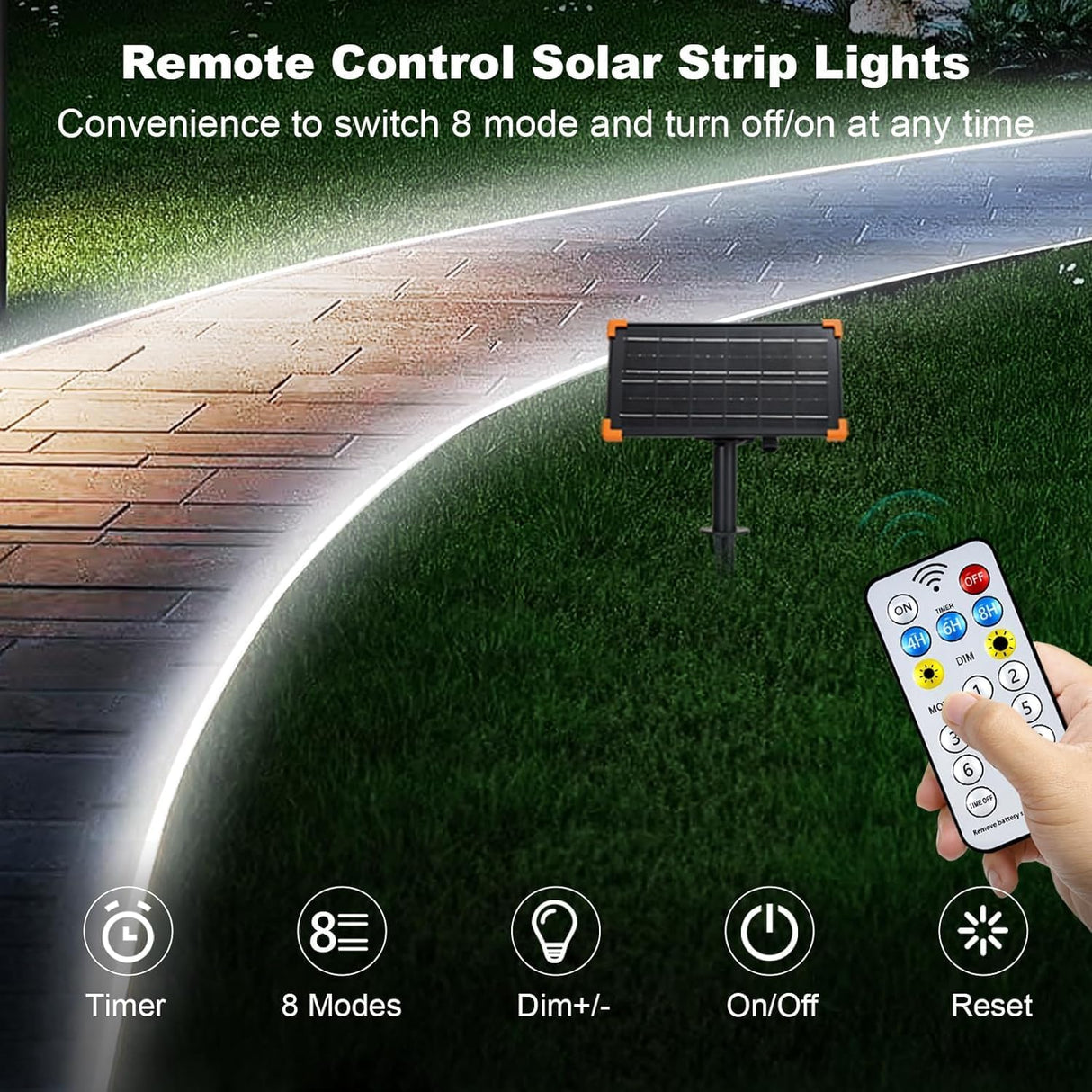 echosari 50ft Solar Strip Lights(Cool White)