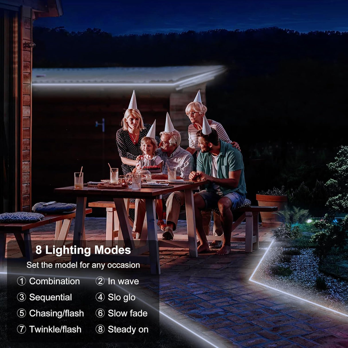 echosari 50ft Solar Strip Lights(Cool White)