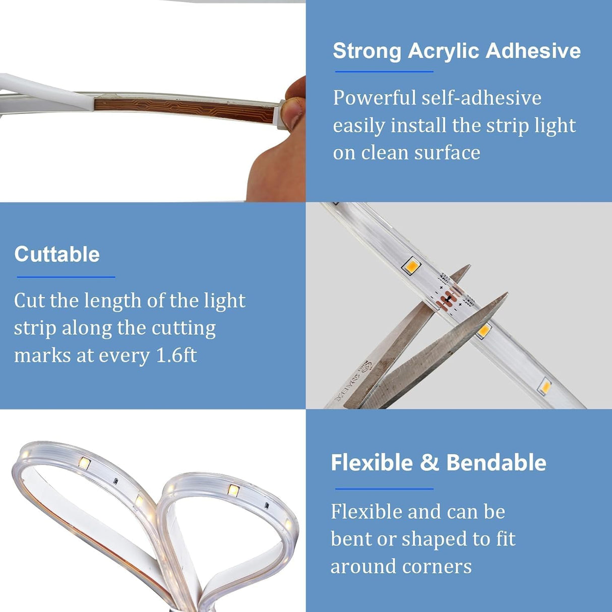 echosari 50ft Solar Strip Lights(Cool White)