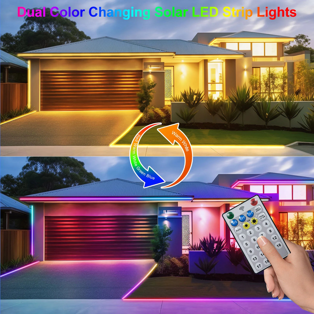 echosari 32.8Ft Solar Outdoor LED Strip Lights