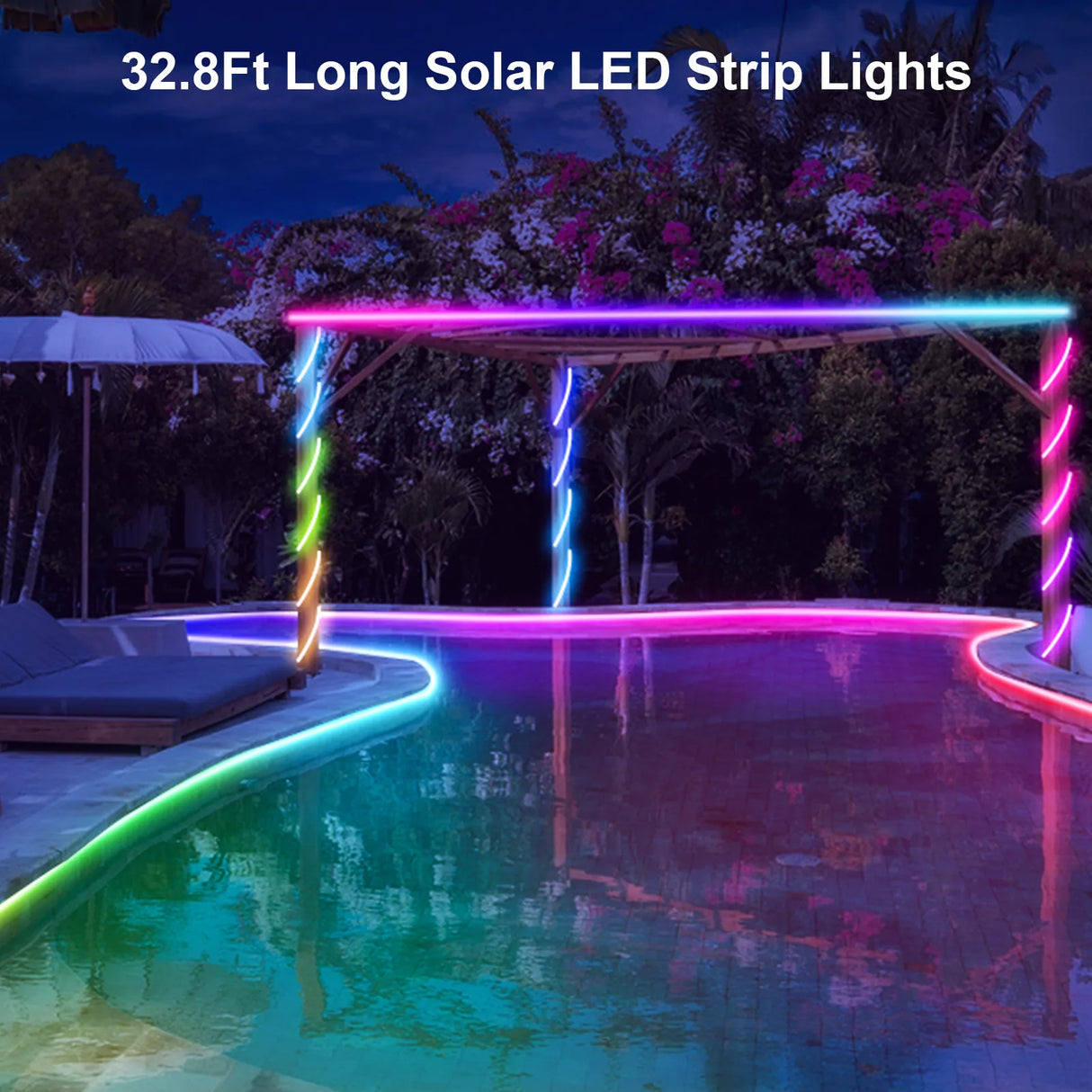 echosari 32.8Ft Solar Outdoor LED Strip Lights