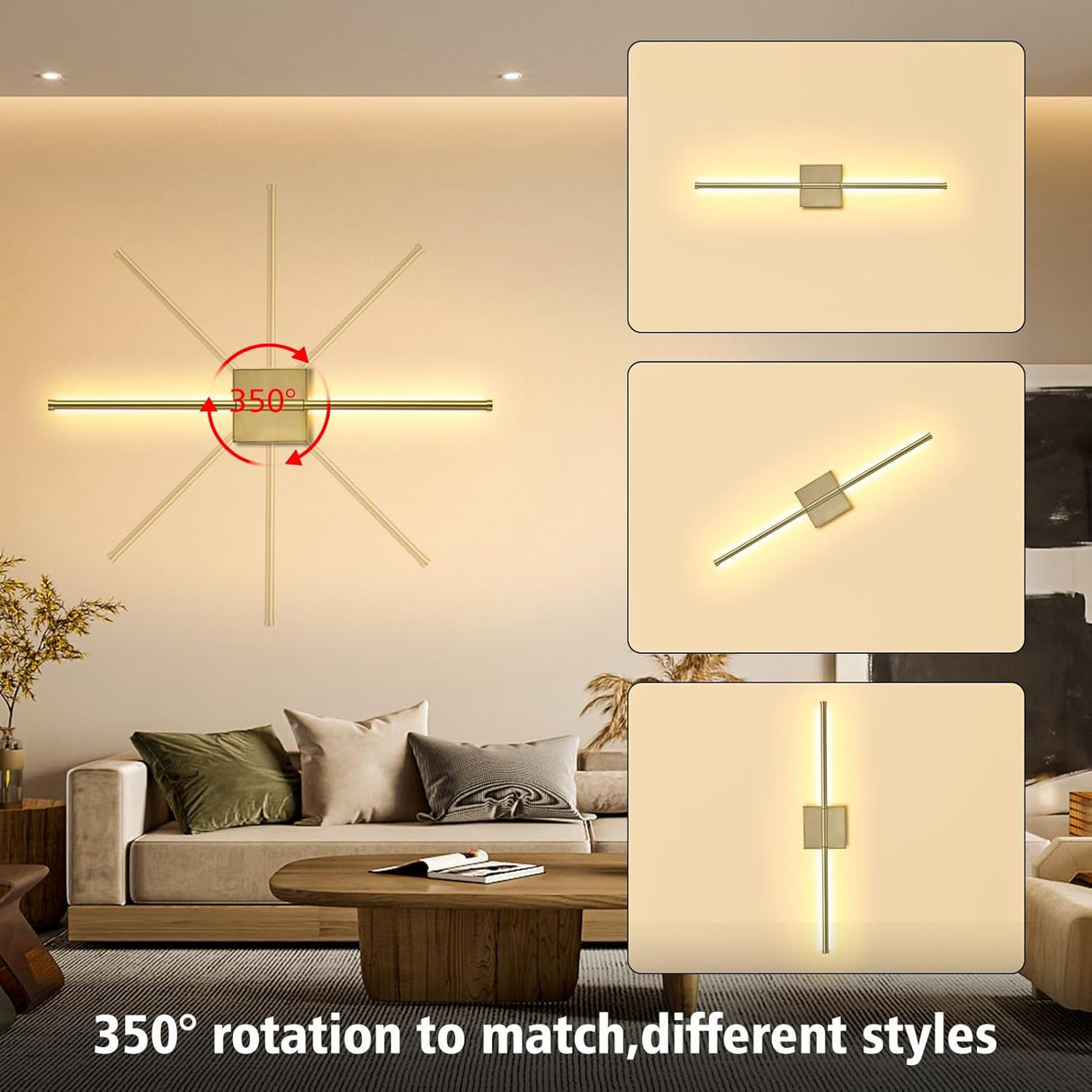 echosari Wall Sconces Battery Operated(Gold)