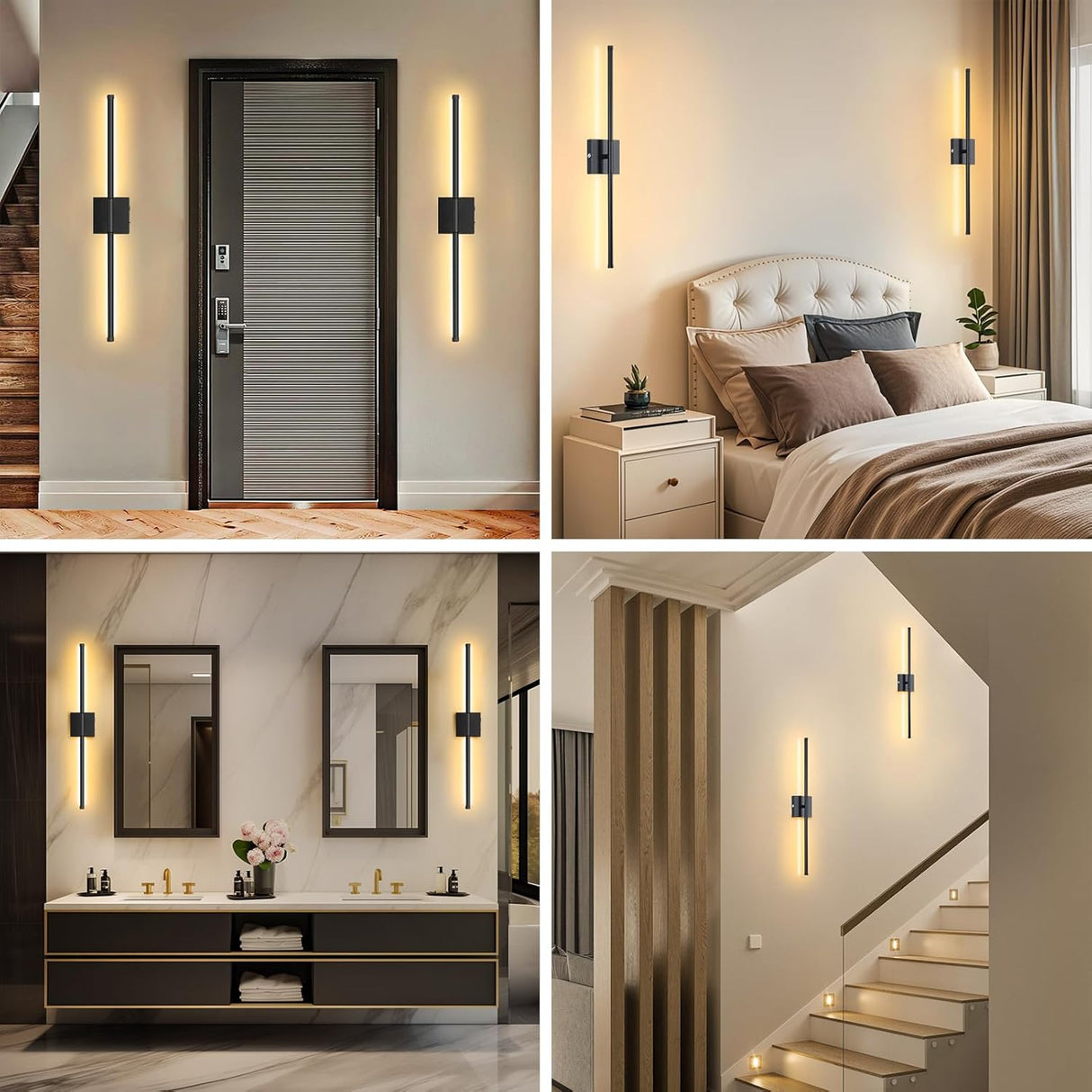 echosari Wall Sconces Battery Operated(Black)