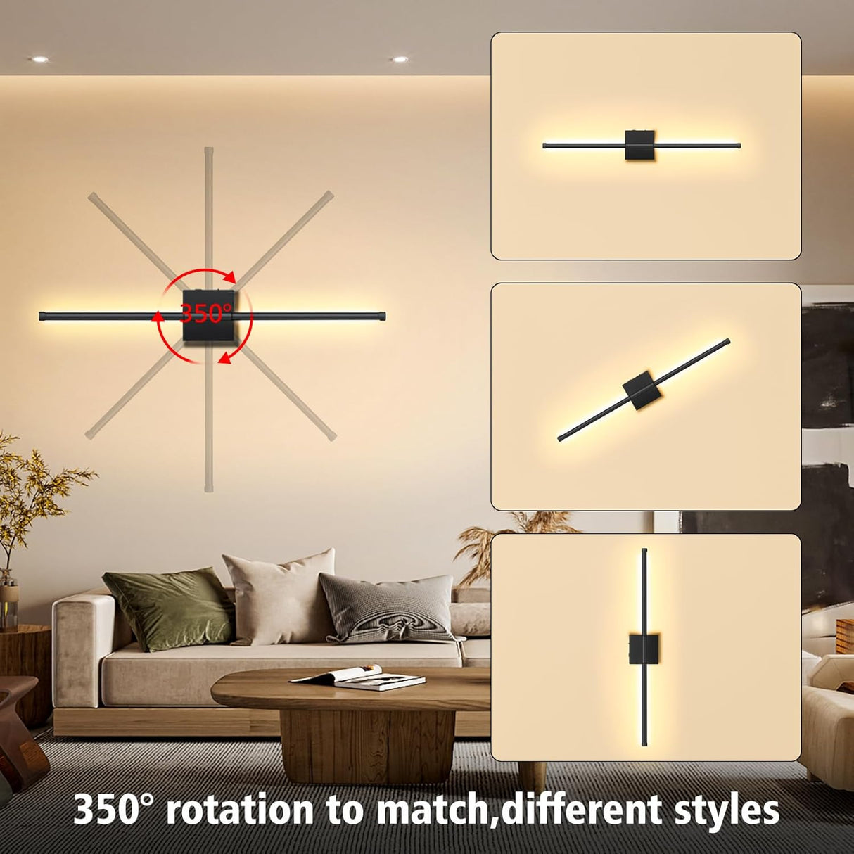 echosari Wall Sconces Battery Operated(Black)