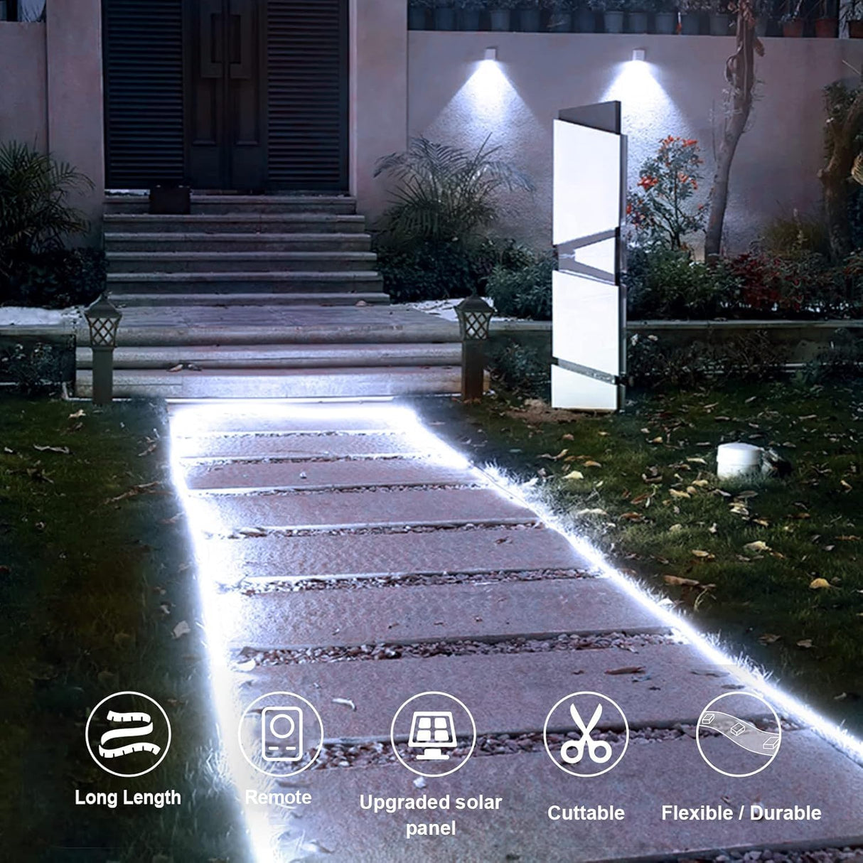 echosari 16.4ft Solar Powered Strip Lights(Cool White)