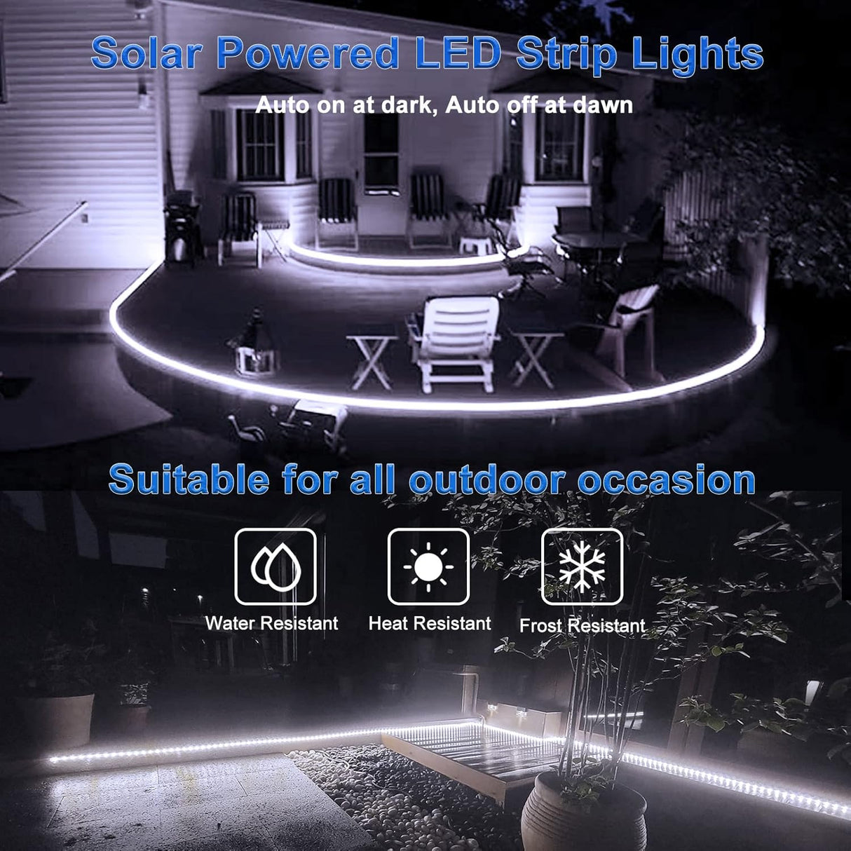 echosari 16.4ft Solar Powered Strip Lights(Cool White)