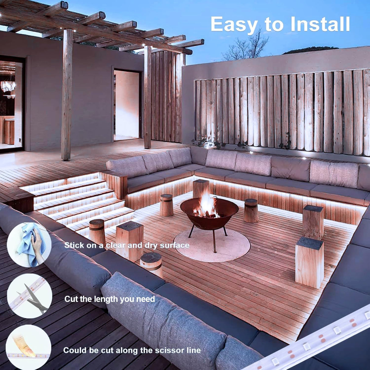 echosari 16.4ft Solar Powered Strip Lights(Cool White)