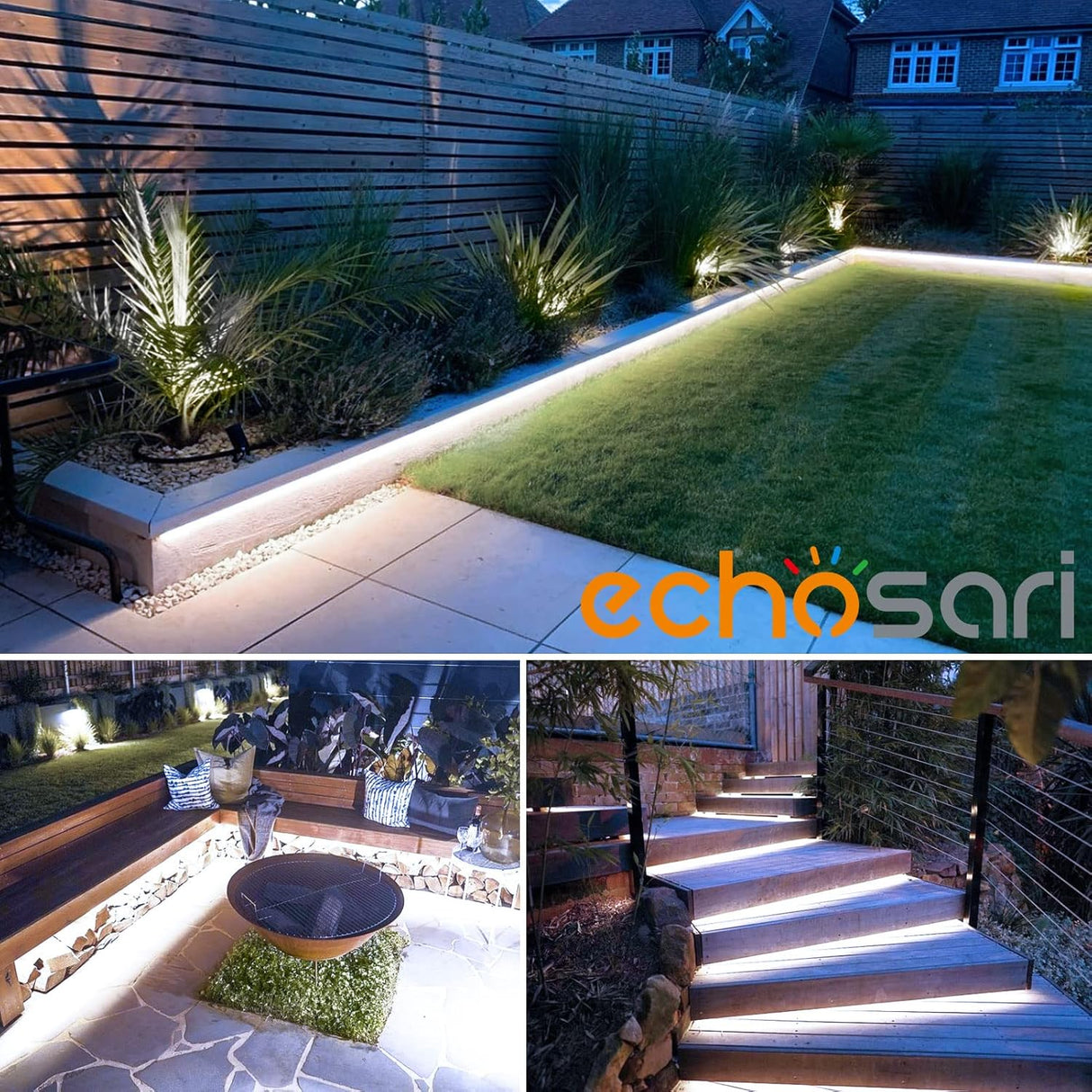 echosari 16.4ft Solar Powered Strip Lights(Cool White)