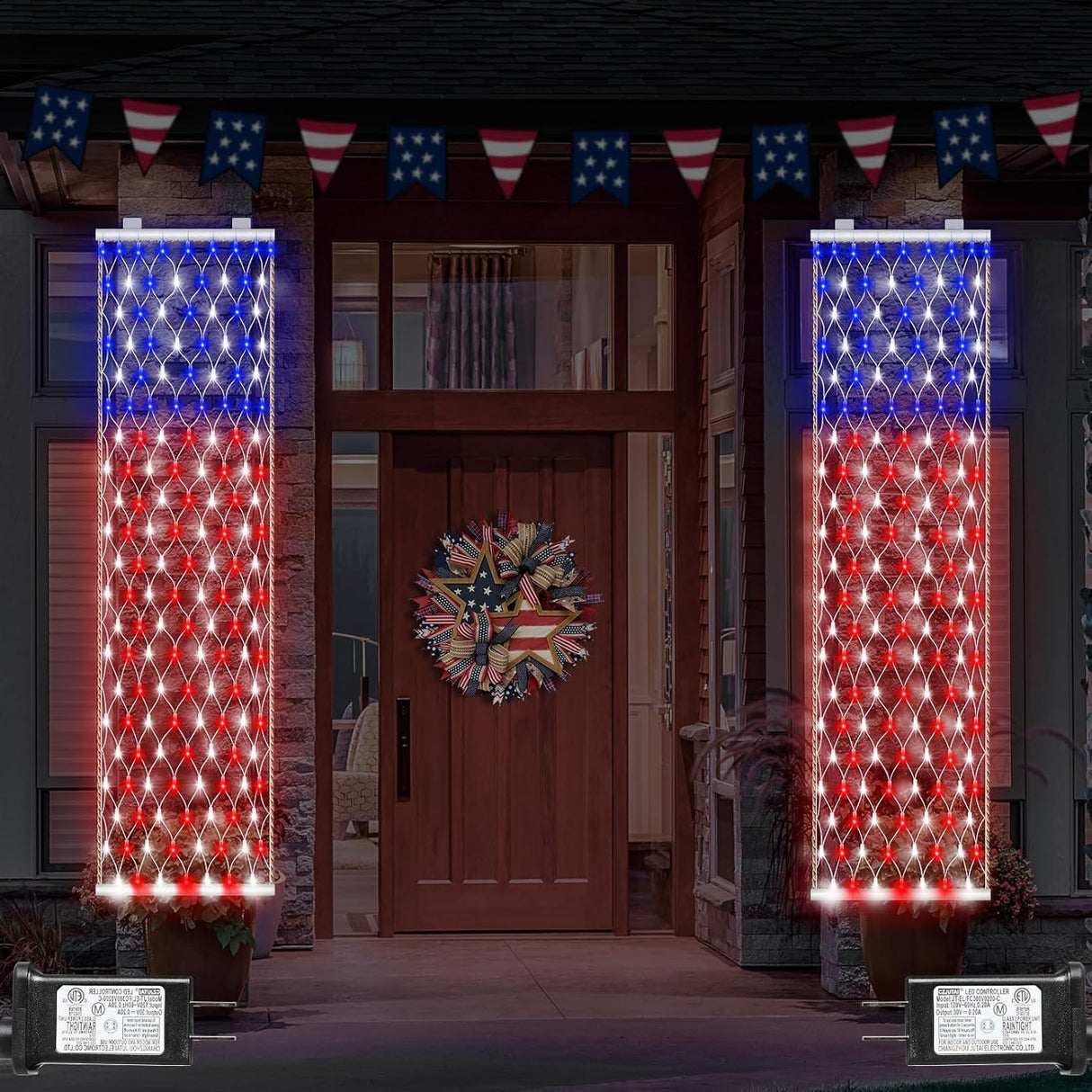 echosari Plug in American Flag Lights