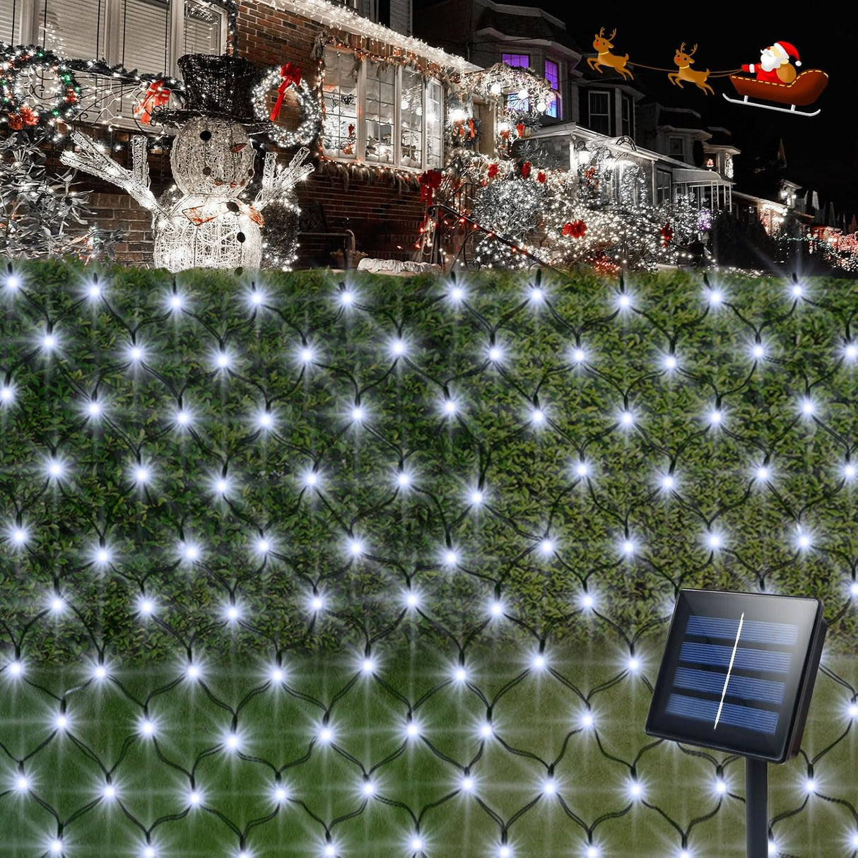 echosari 200 LED 9.8Ft x 6.6Ft  Solar Powered Net Lights(Cool White)
