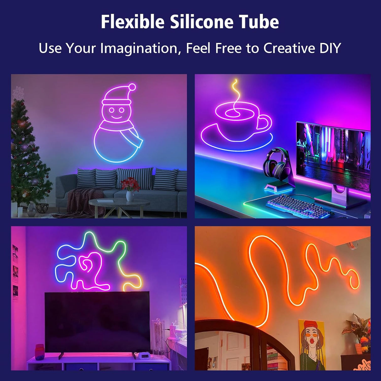 echosari 16.4ft RGB IC Smart Neon Rope Light