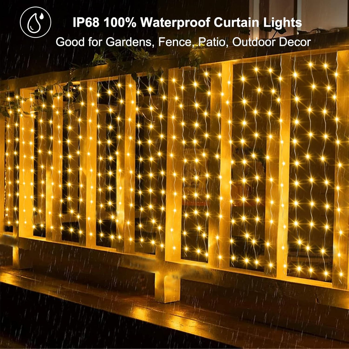 echosari Outdoor Curtain Lights Warm White & Multicolor