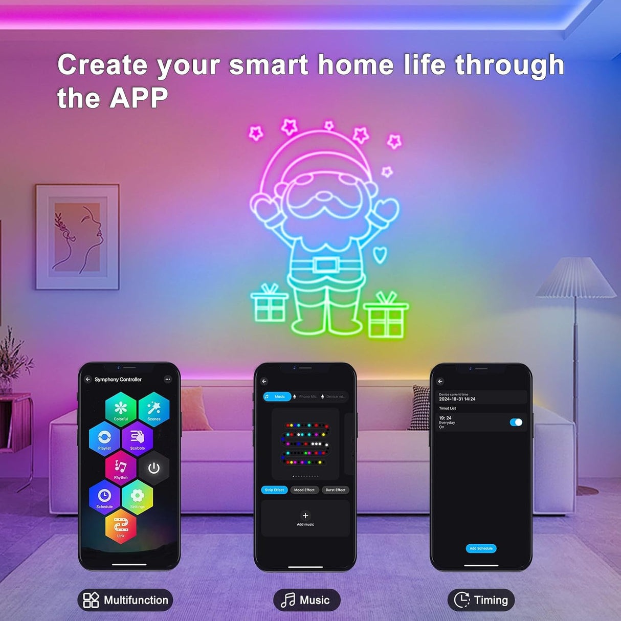echosari 16.4ft RGB IC Smart Neon Rope Light