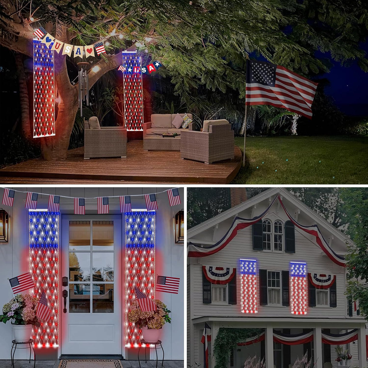 echosari Plug in American Flag Lights
