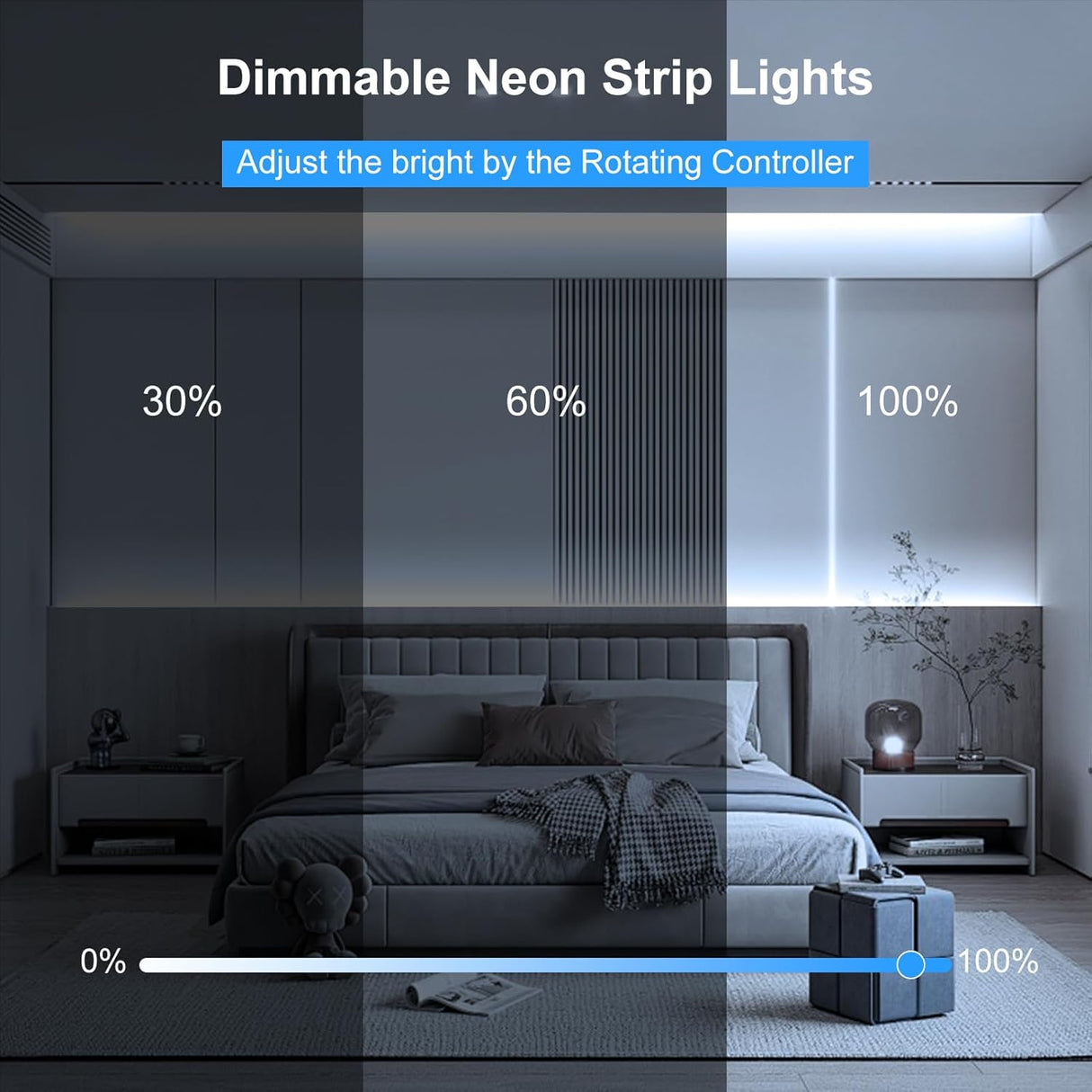 echosari 33Ft LED Neon Rope Lights(Cool White)