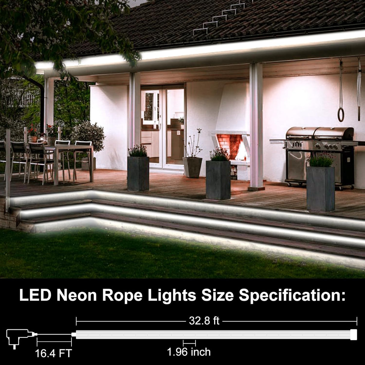 echosari 33Ft LED Neon Rope Lights(Cool White)