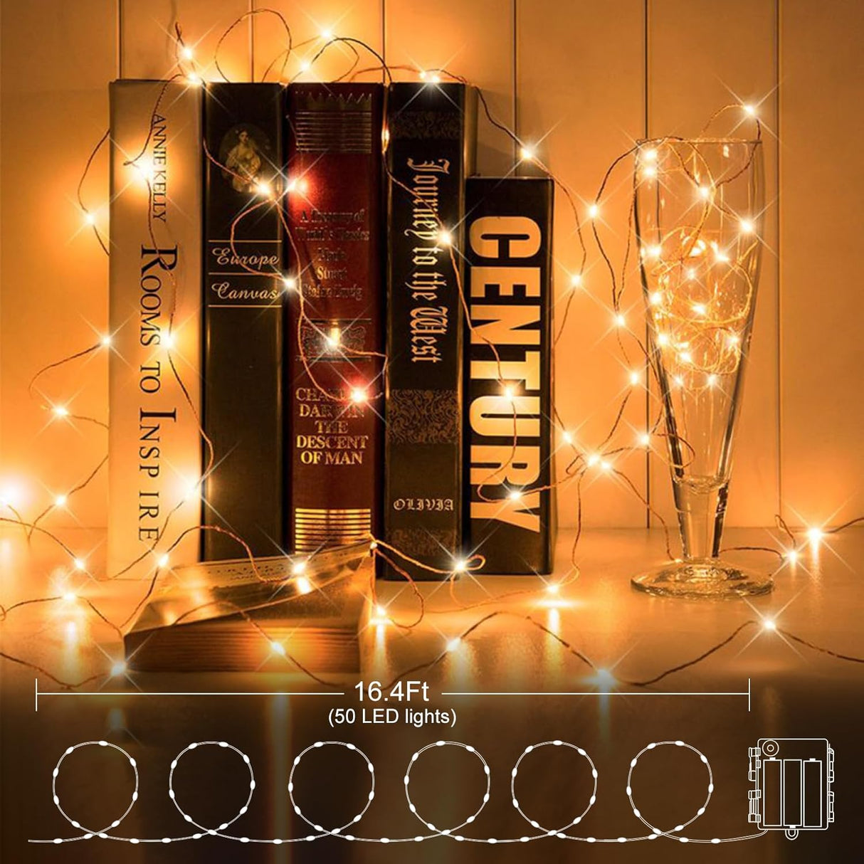 echosari 4 Pack Fairy Lights Battery Operated(Warm White)
