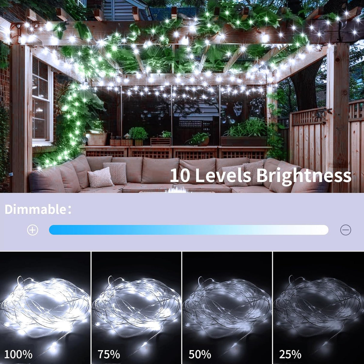 echosari 2 Pack Fairy String Lights Plug in(Cool White)