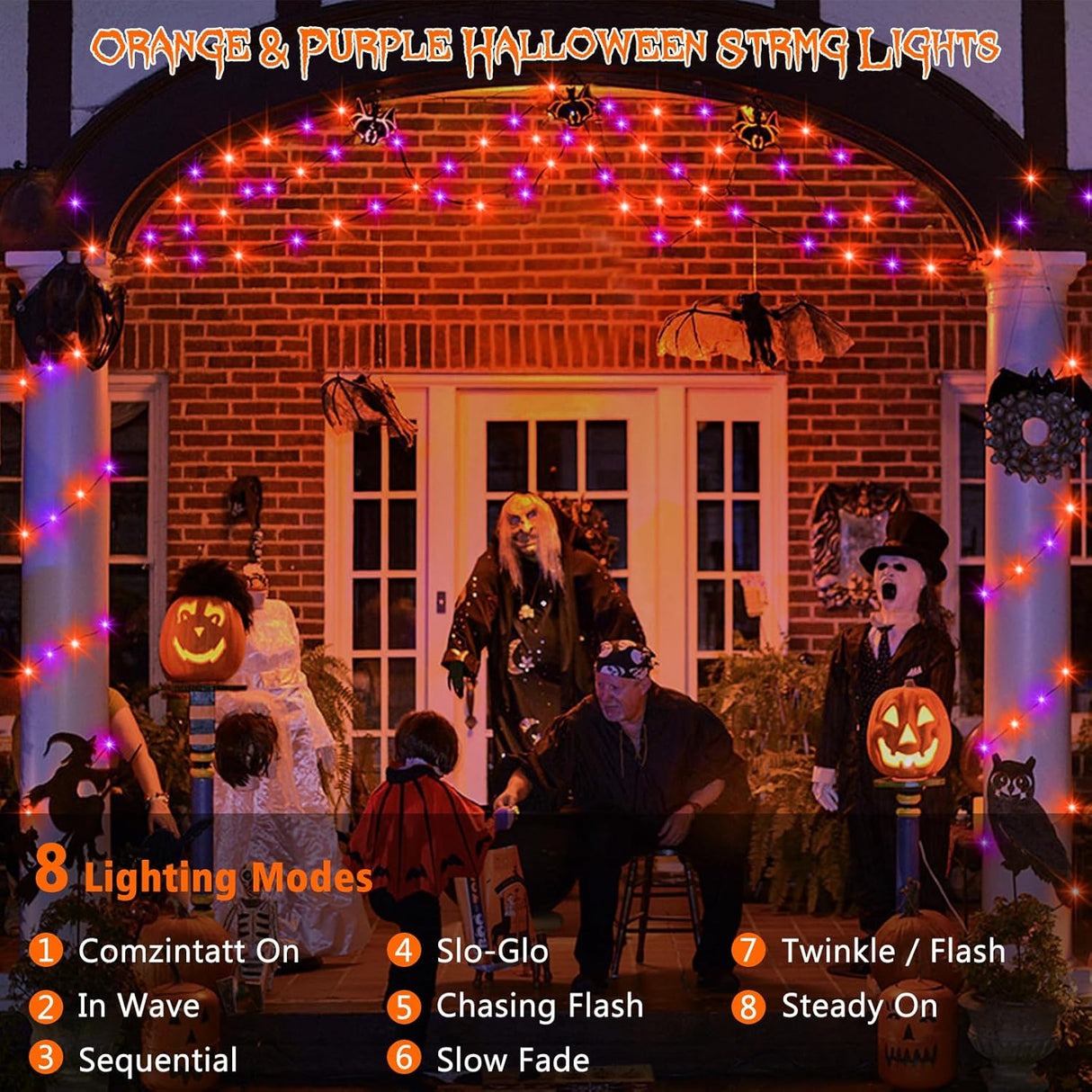 echosari 2 Pack Halloween String Lights