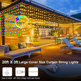 echosari Outdoor Curtain Lights Warm White & Multicolor