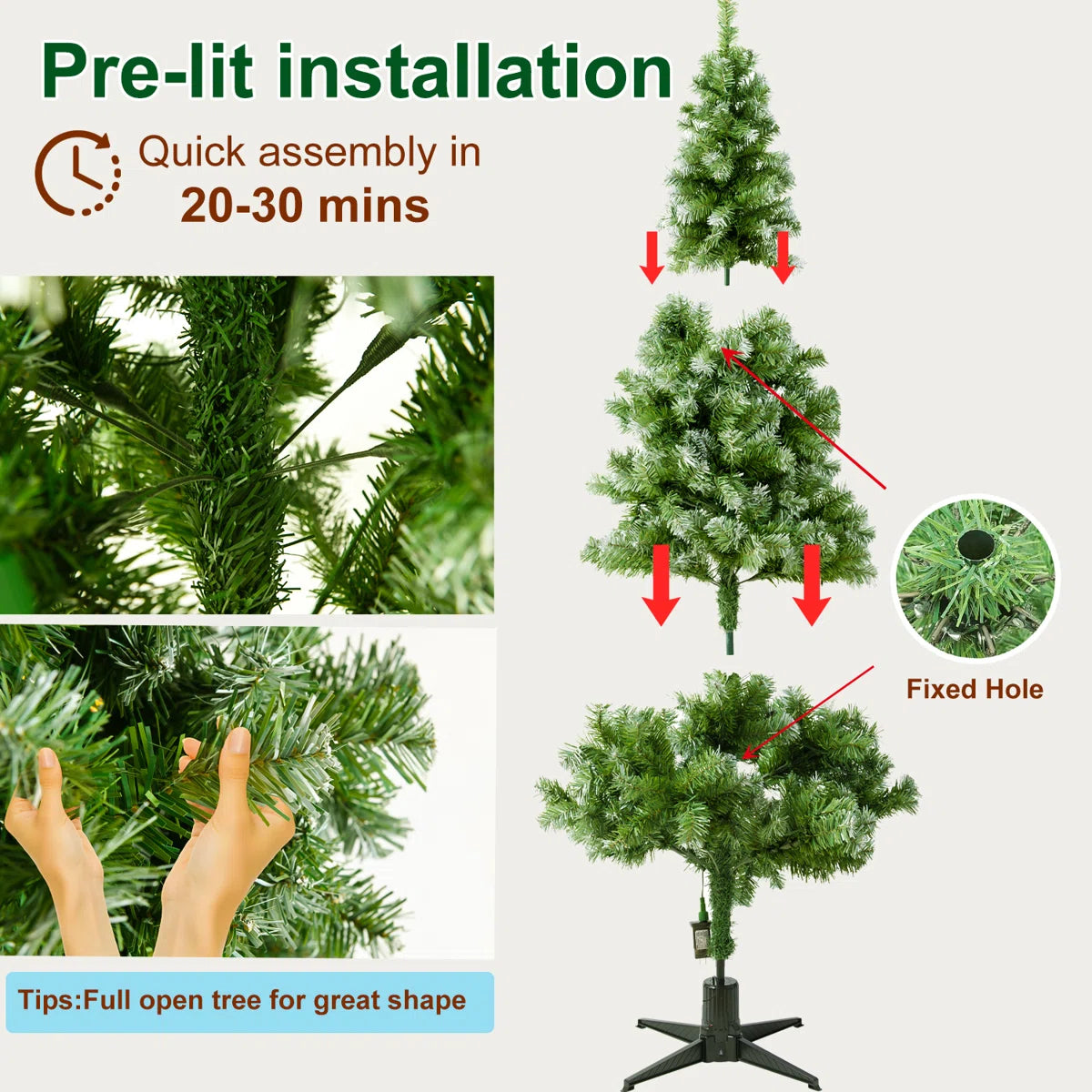 6.2Ft Rotating Artificial Christmas Tree with 360° Spinning Stand, Remote Control, Timer & Dimmable LED Lights