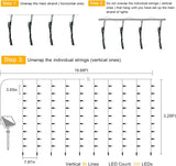 echosari 19.6ft x 3.3ft 300 LED Solar Curtain Lights (Cool White)