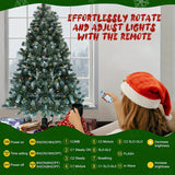 6.2Ft Rotating Artificial Christmas Tree with 360° Spinning Stand, Remote Control, Timer & Dimmable LED Lights