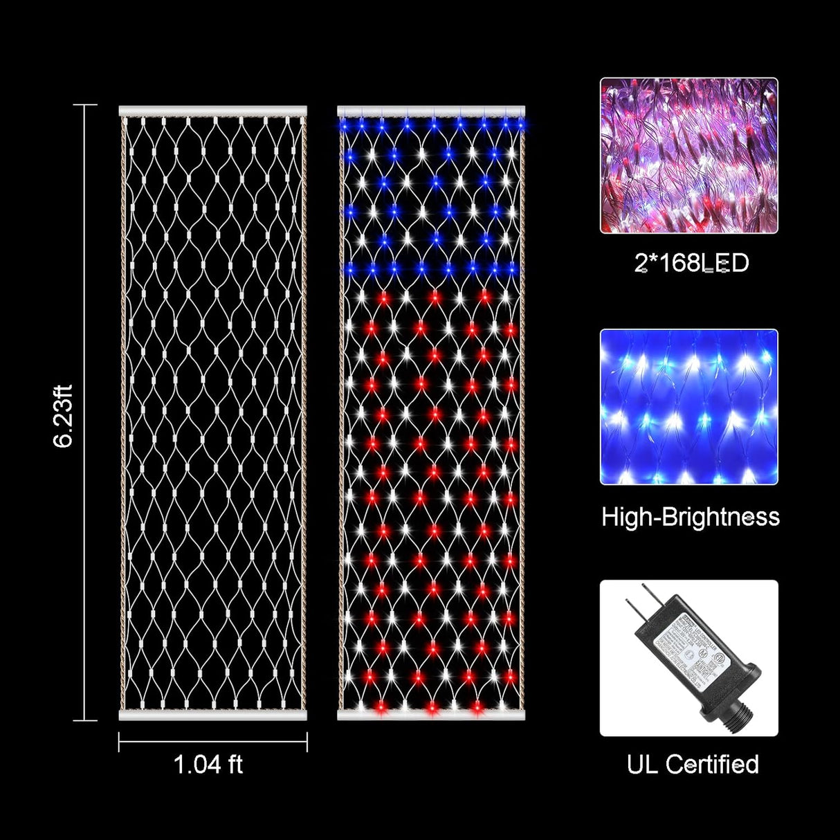 echosari Plug in American Flag Lights