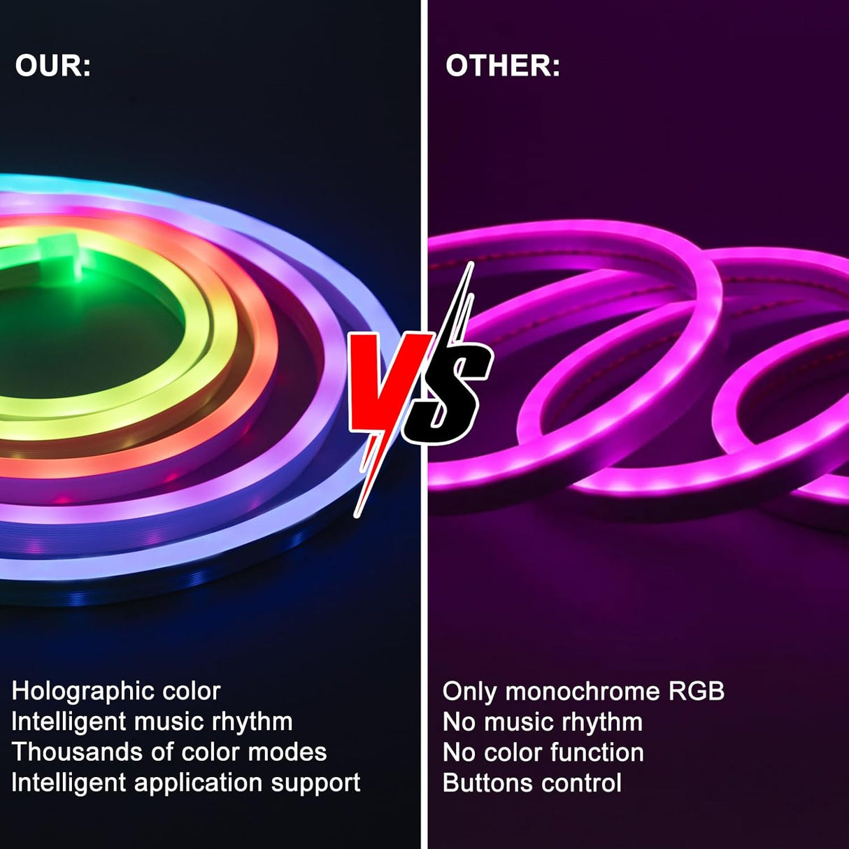echosari 16.4ft RGB IC Smart Neon Rope Light