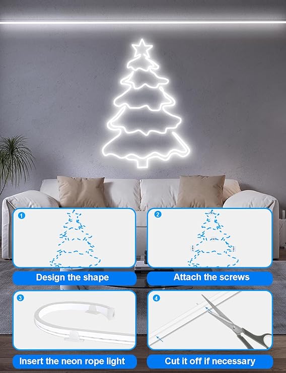 echosari Cool White Neon Rope Lights
