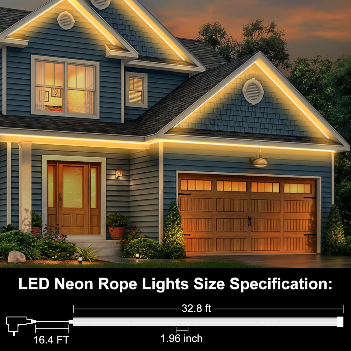echosari 33ft LED Neon Rope Lights(Warm White)