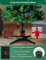 6.2Ft Rotating Artificial Christmas Tree with 360° Spinning Stand, Remote Control, Timer & Dimmable LED Lights