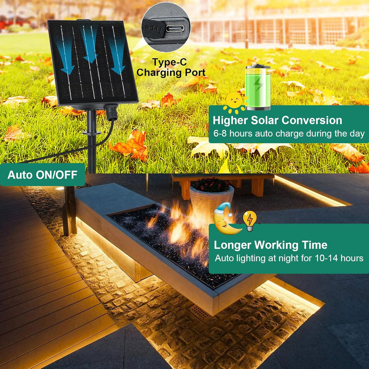 echosari Solar Strip Lights Outdoor