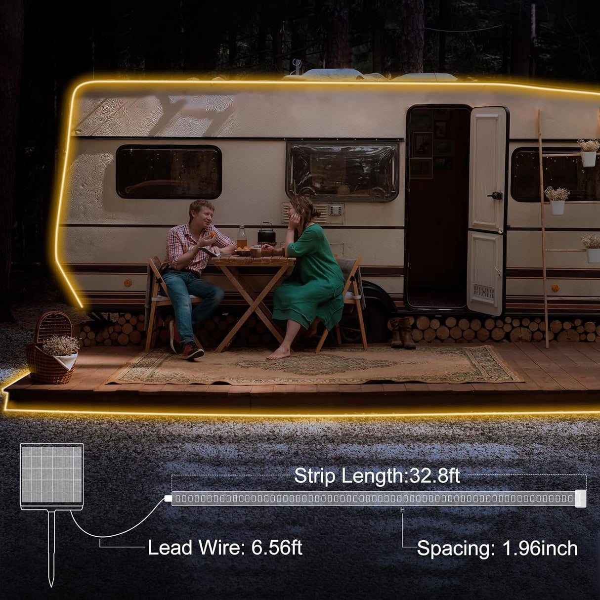 echosari Solar Strip Lights Outdoor