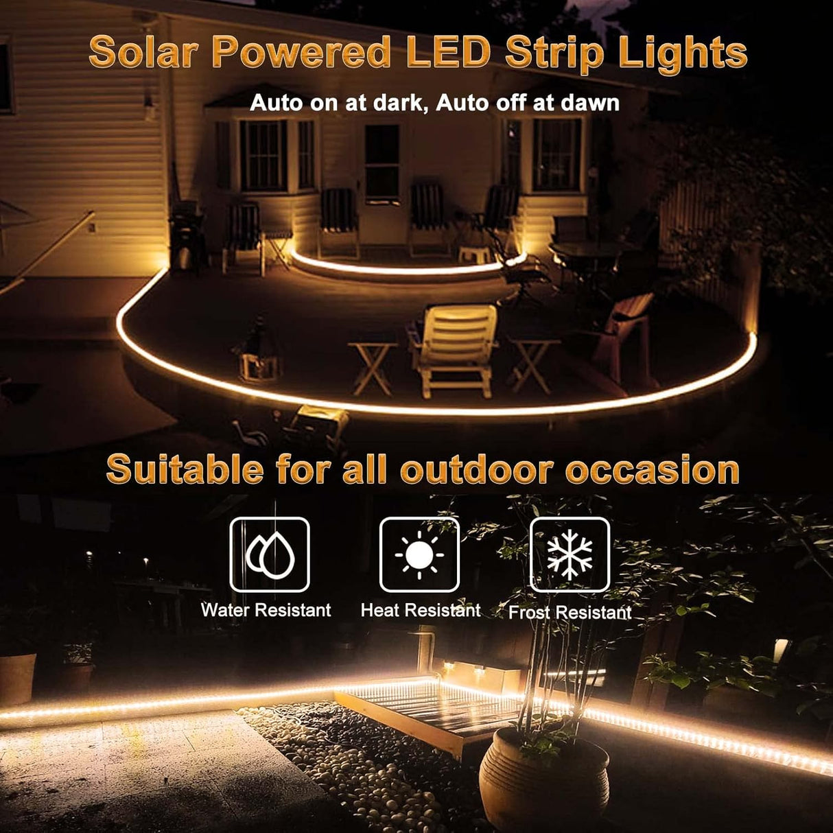echosari 16.4ft Solar Strip Lights Outdoor