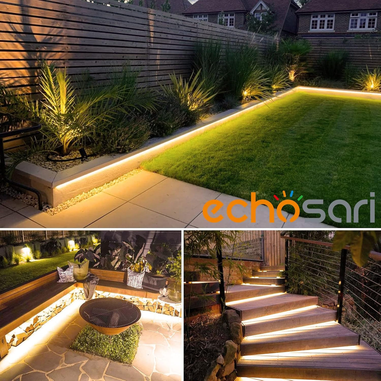 echosari 16.4ft Solar Strip Lights Outdoor